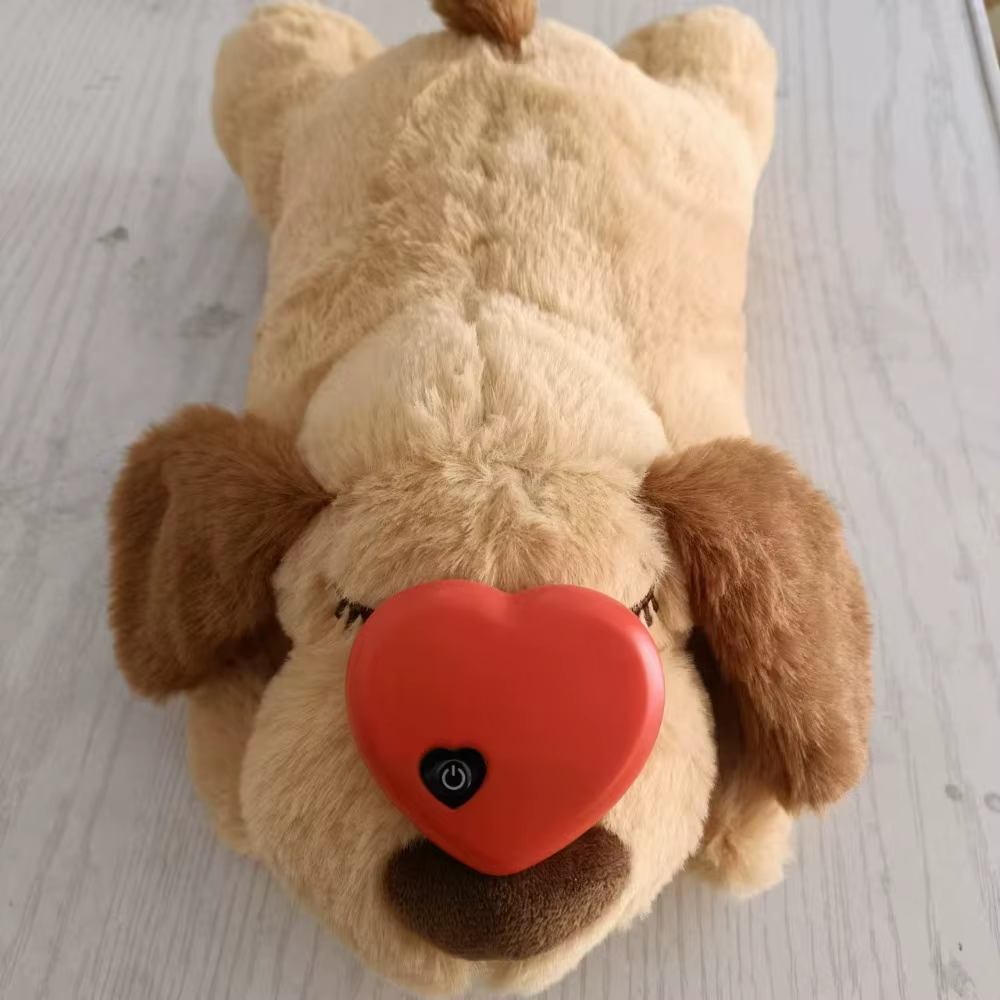 Sleep Aid Dog Heartbeat Toy Anxiety Relief Behavioral Training Lying Dog Fidget Toy Stuffed Animal Soft Puppy Plush Doll
